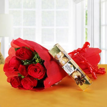 Red Roses With Ferrero Rocher